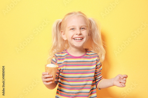 Cute little girl eating ice...