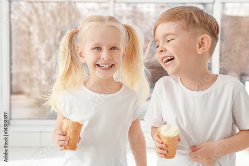 Cute little children eating...