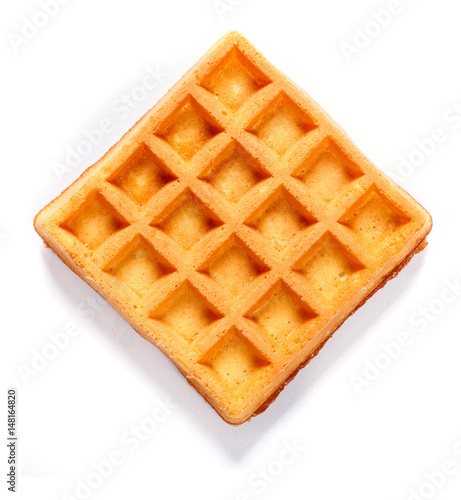 Square waffle with filling. Isolated