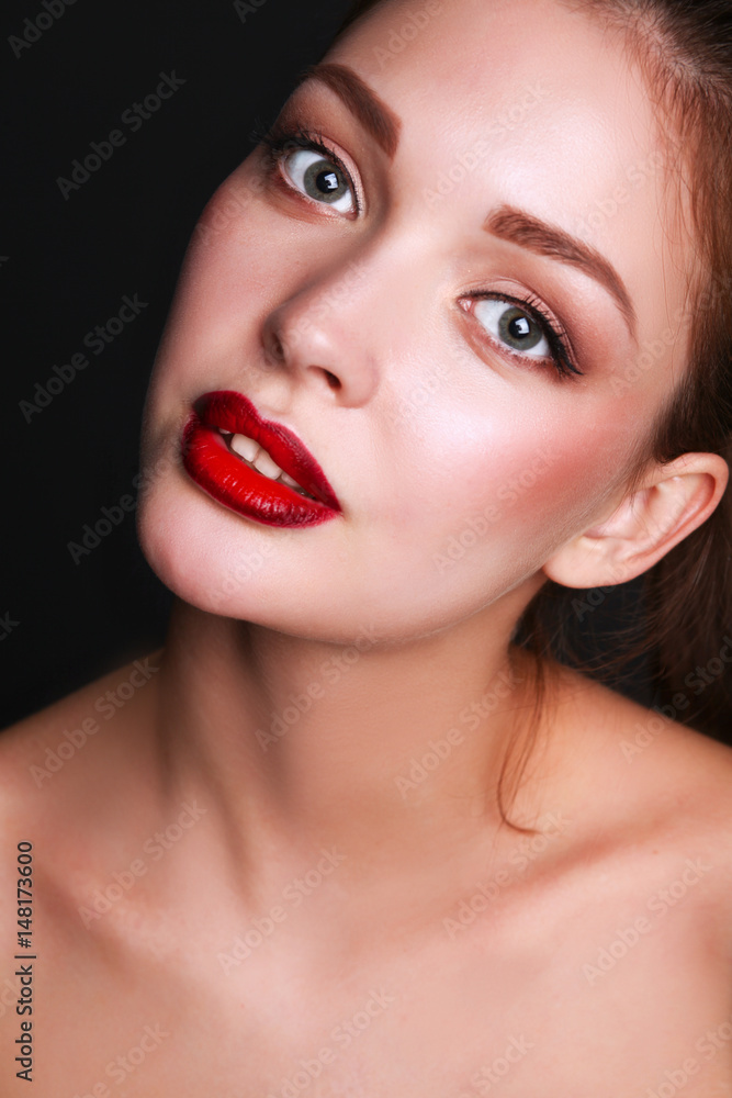 Close up portrait of beautiful young woman face Close up portrait of beautiful young woman face