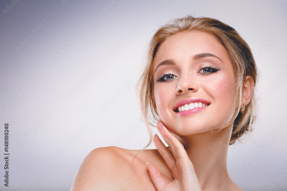 Portrait of beautiful woman on white background Portrait of beautiful woman on white background