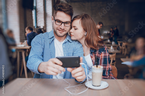 loving couple in a cafe