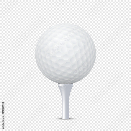 Vector white realistic golf ball template on tee - isolated. Design template in EPS10.