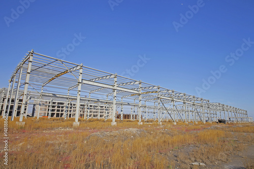 Wallpaper Mural In the construction site, steel structure is under construction Torontodigital.ca