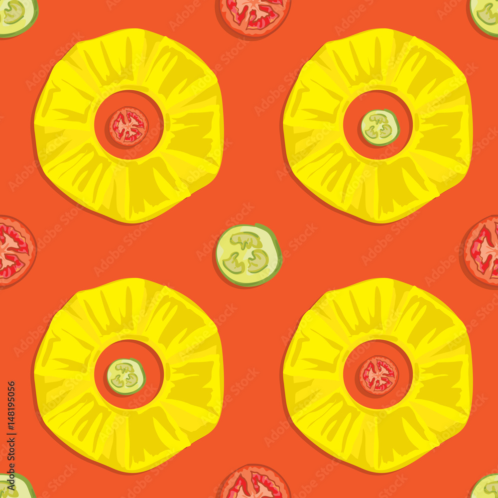 Fototapeta premium pattern food pineapple tomato cucumber