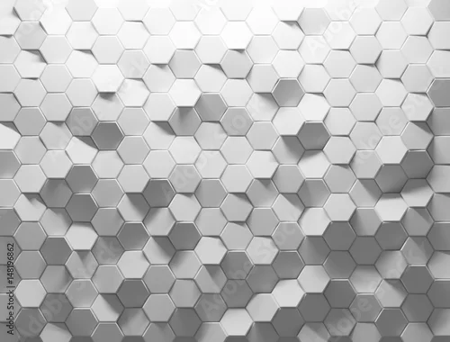 Obraz cieniowana abstrakcyjna geometryczna tekstura, elementy sześciokątne, 3D