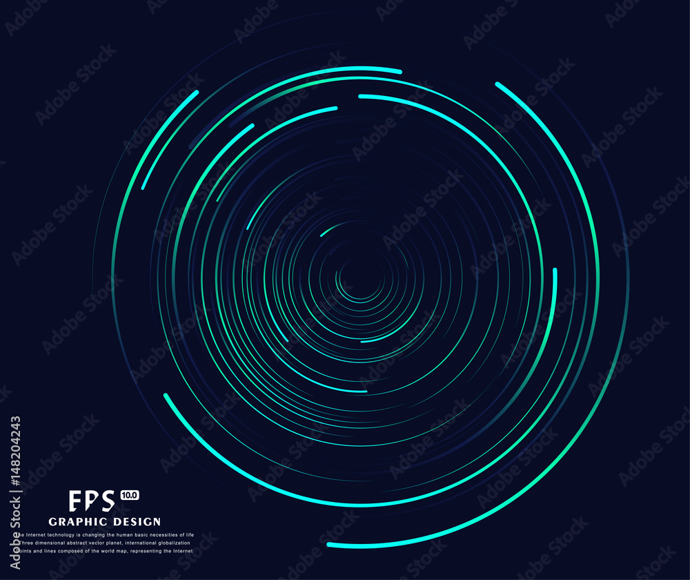 Abstract vortex, circular swirl lines. Star trails around in the night ...