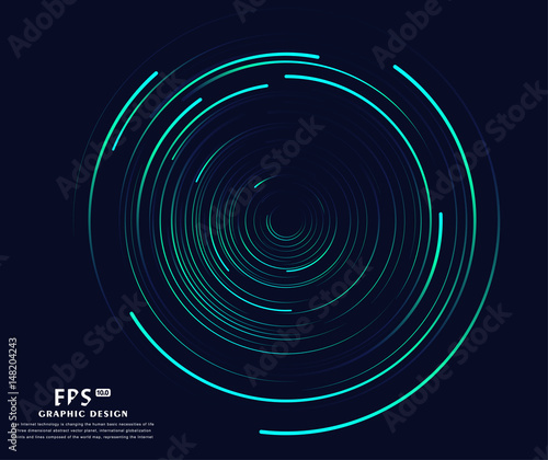 Abstract vortex, circular swirl lines. Star trails around in the night sky. 