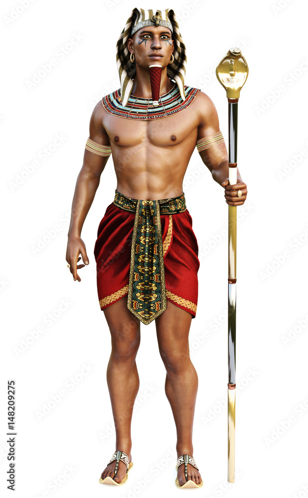 Portrait of an Egyptian male wearing traditional outfit on an isolated