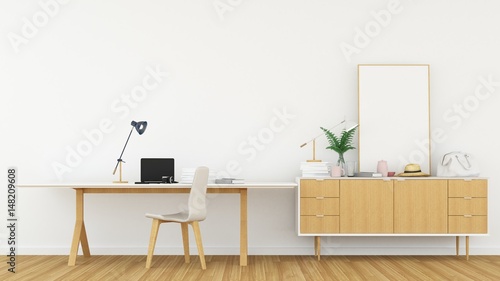The interior living minimal and work space in condominium 