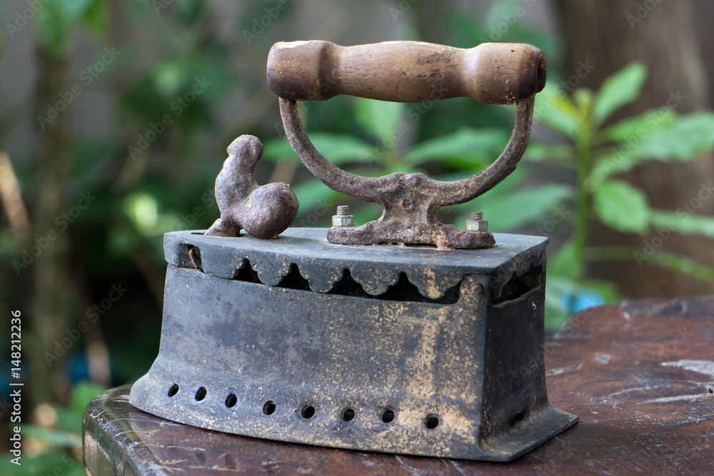 antique : steel iron heating from charcoal. antique : steel iron heating from charcoal.