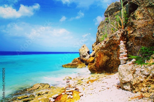 Bild auf Leinwand remote beach in curacao