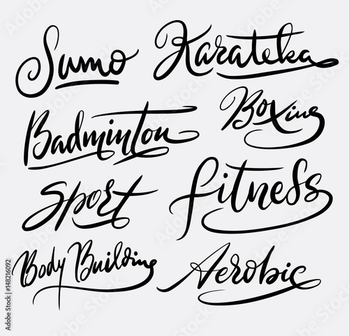Fitness and sport hand written typography. Good use for logotype, symbol, cover label, product, brand, poster title or any graphic design you want. Easy to use or change color
