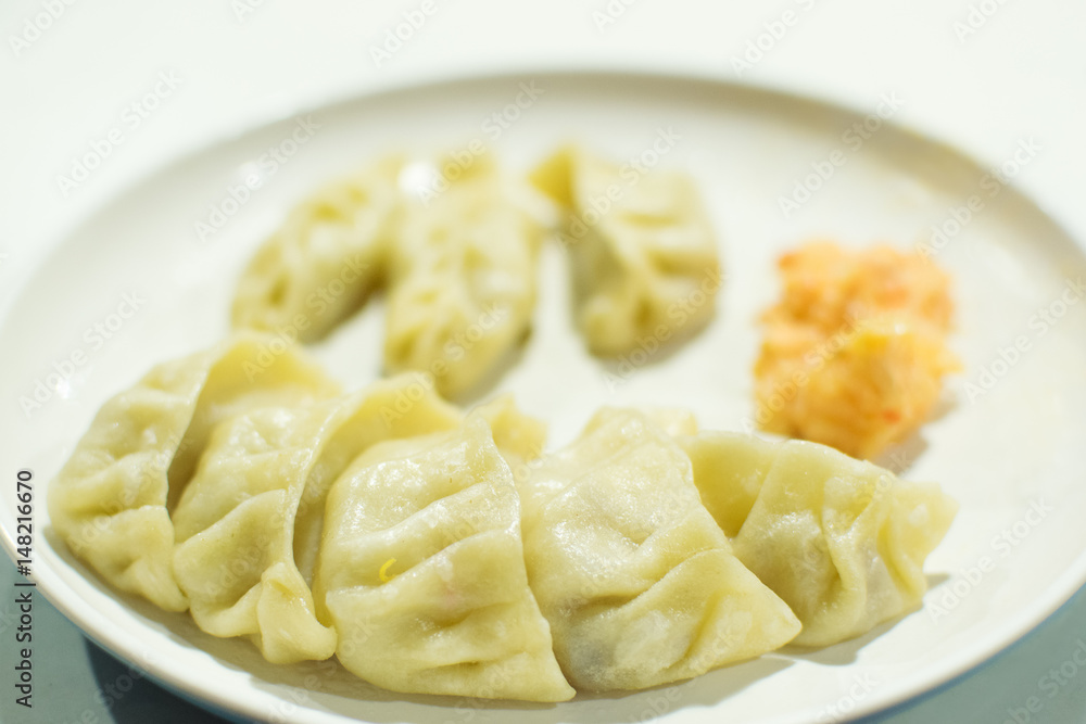 Stock image for Momo, vegetable dish, India Stock image for Momo, vegetable dish, India