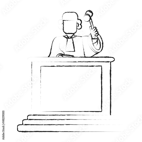 blurred silhouette faceless judge in law courts with hammer