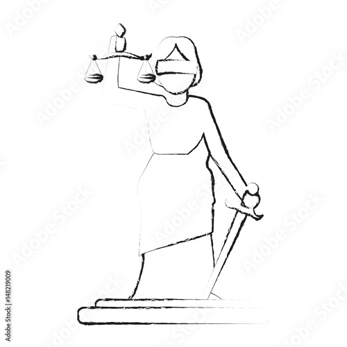 blurred silhouette goddess of justice symbol