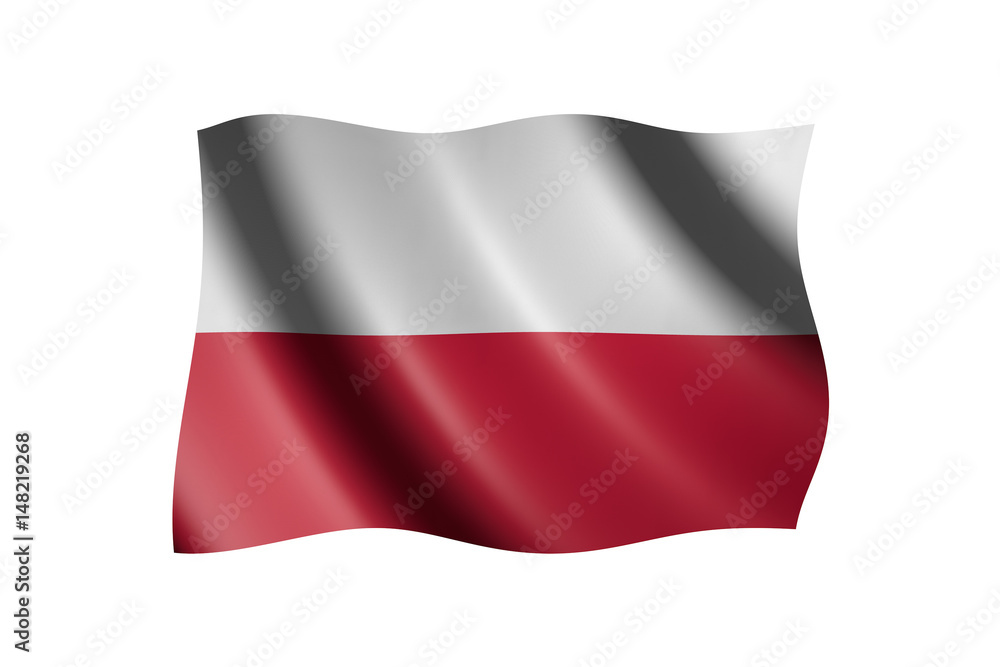 Naklejka premium Flag of Poland isolated on white, 3d illustration
