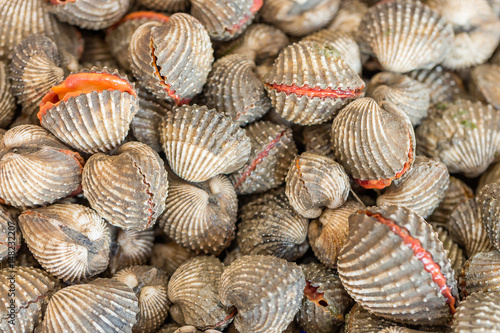 fresh cockles for sale at a market