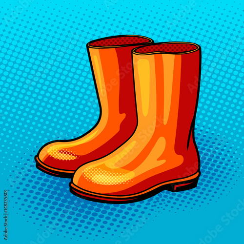 Rubber boots pop art style vector illustration