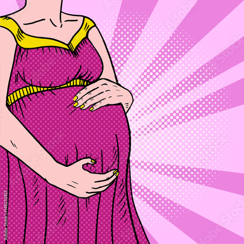 Pregnant woman pop art vector illustration
