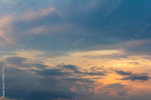 Sunset with partly cloudy sky. Dramatic sky © Suriya