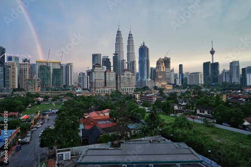Photography Top view of Kuala Lumper skyline at twilight