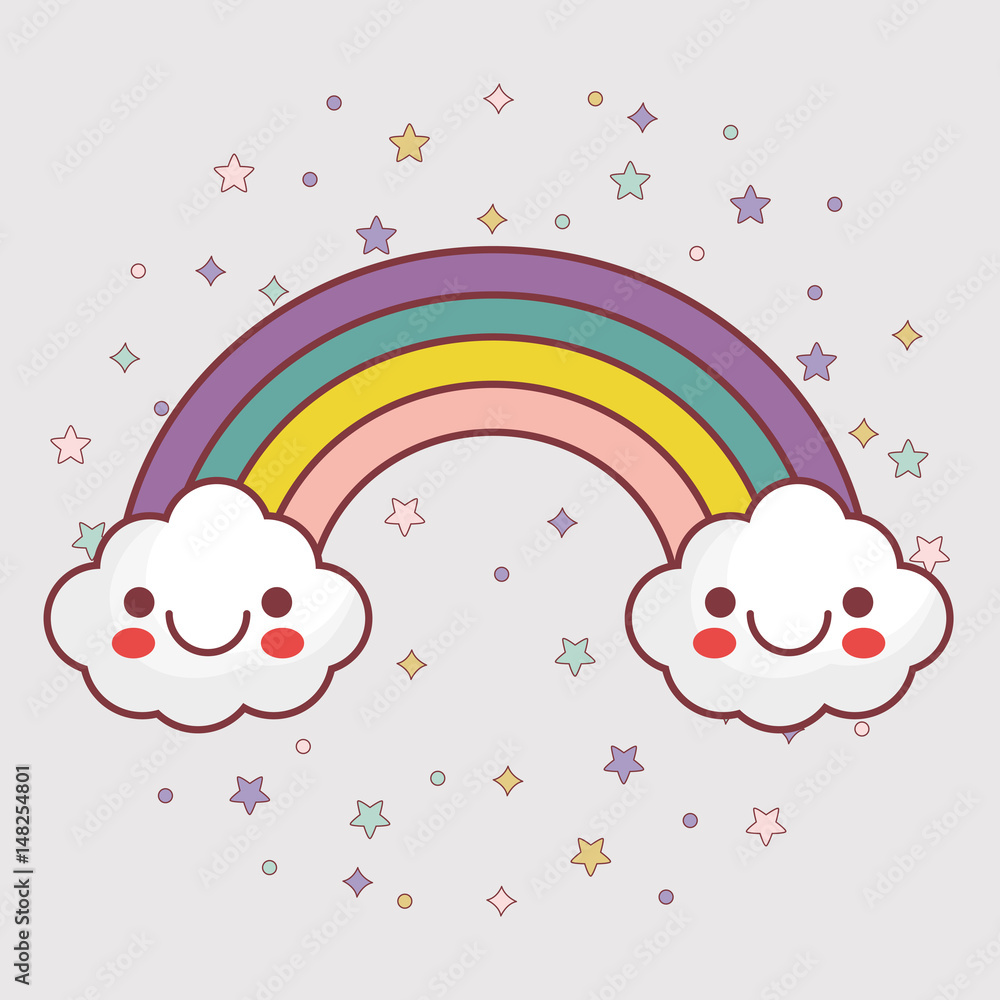 Fotografie kawaii clouds and rainbow icon over  white background