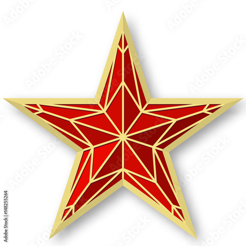 Red ruby star as on the Kremlin.Vector illustration on white background.Victory Day.