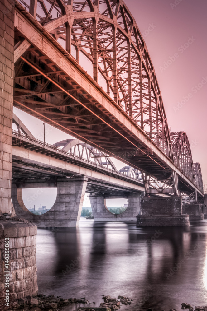 Naklejka premium High Dynamic Range Imaging. Metro bridge. Kiev,Ukraine