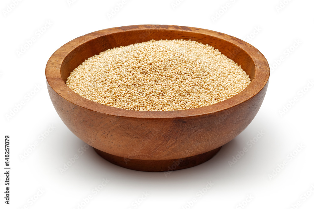 Amaranth grains in wooden bowl Amaranth grains in wooden bowl