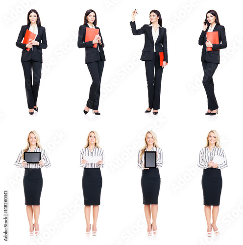 Set of beautiful, attractive businesswoman isolated on white. Business, career success concept.