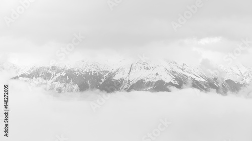 Mountains, view from a height of 2500 meters above sea level - black and white