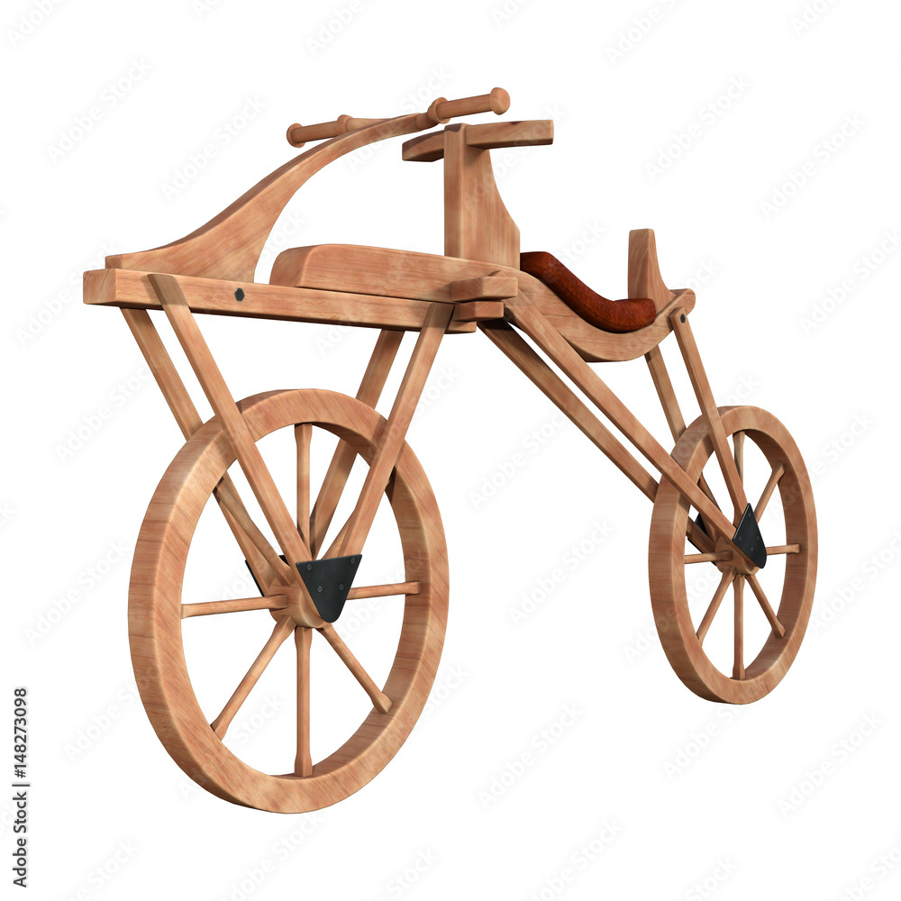 3D Rendering Old Fashioned Bicycle on White
