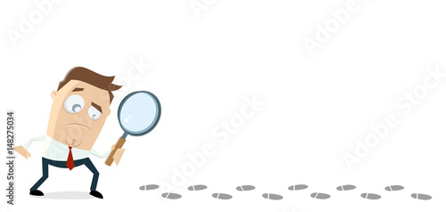 businessman investigating suspicious footprints