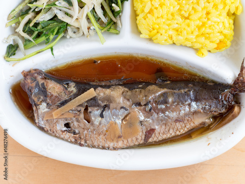 Japanese cuisine, homemade boiled sardine photo