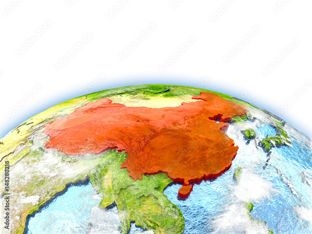 Fototapeta premium China on globe
