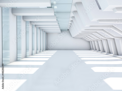 Empty white interior. 3D rendering © polesnoy