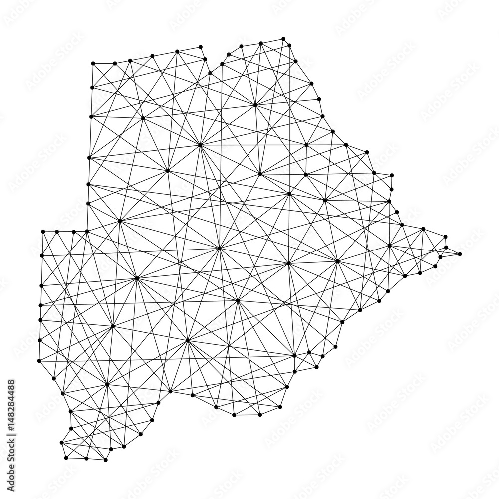 Map of Botswana from polygonal black lines and dots of vector illustration Map of Botswana from polygonal black lines and dots of vector illustration