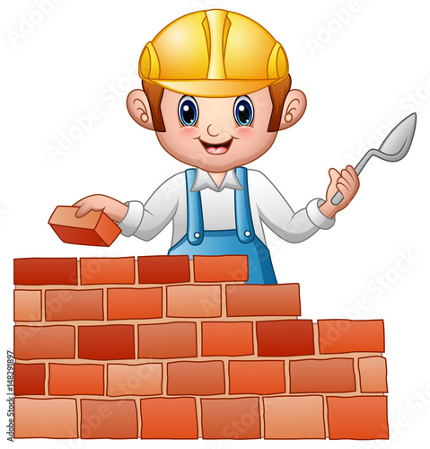 Cartoon man builder