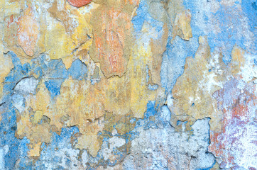 Ingelijste posters Verweerde muur Shabby stucwand met verflagen textuur  © mashimara
