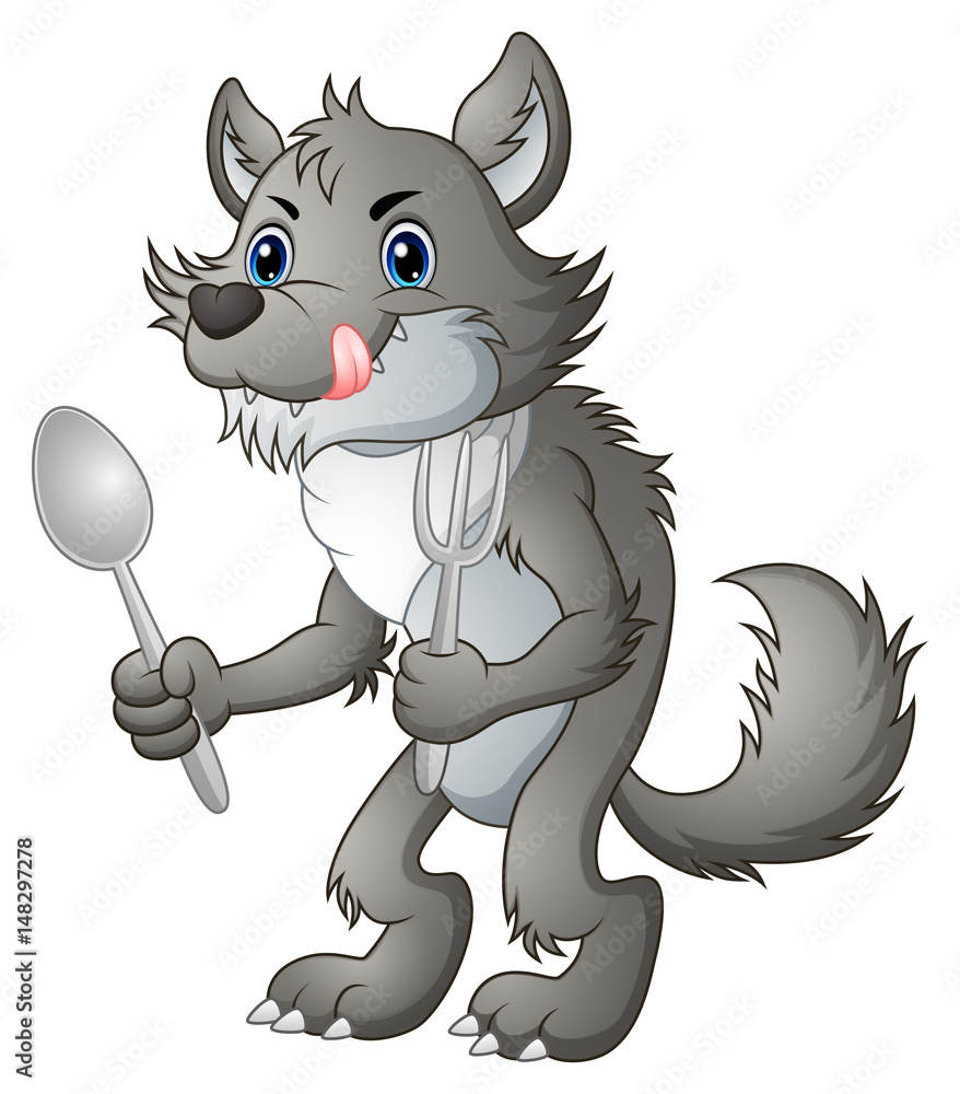 Fototapeta premium Głodny kreskówka świnia