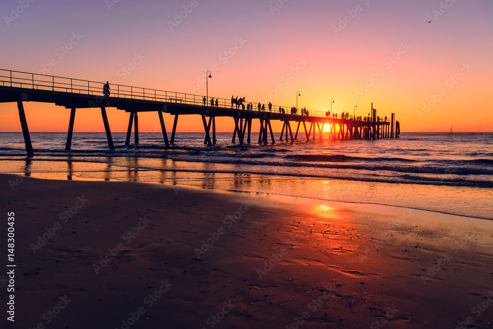 Glenelg beach jetty with people