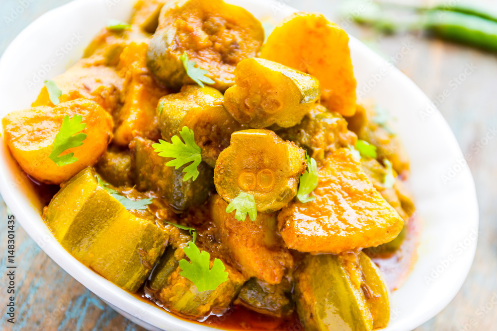 Indian Vegetarian Curry Dish Close Up Image. Indian Vegetarian Curry Dish Close Up Image.