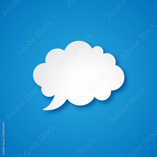 THOUGHT BUBBLE on blue background