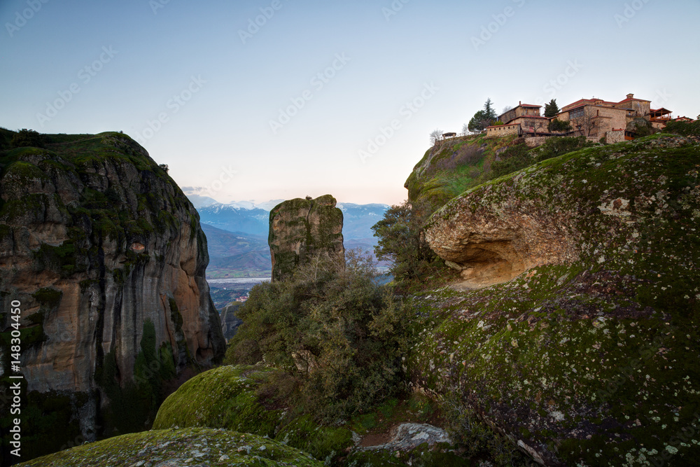 Monastery of Great Meteoron is the largest monastery at Meteora in Greece after sunrise