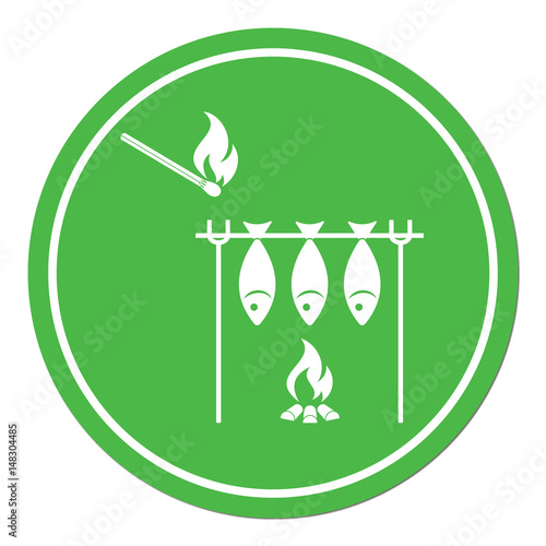 Grilled fish icon. Vector illustration