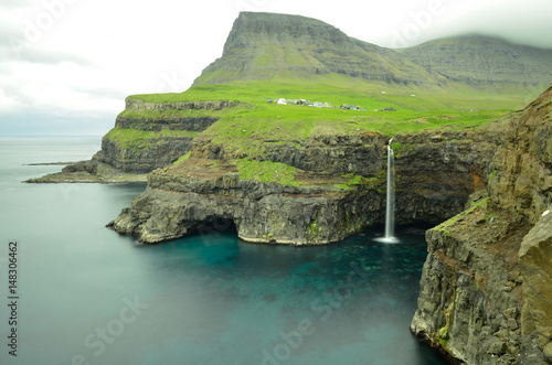 The famous waterfall in Gásadalur, Faroe Islands
