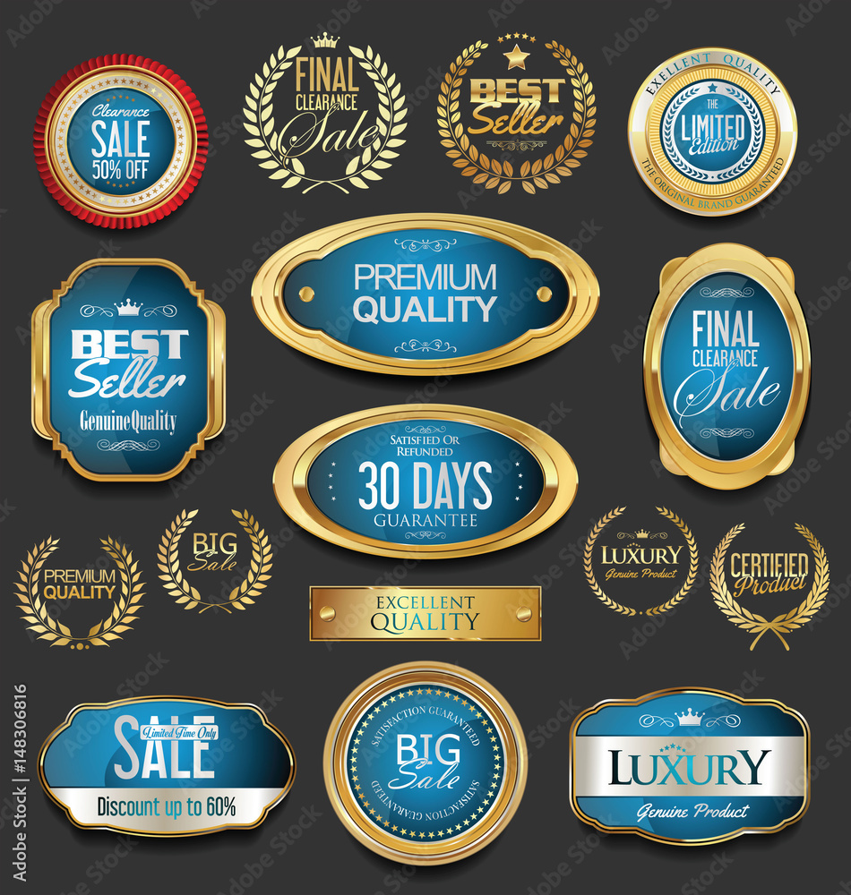 Retro vintage premium quality badges and labels collection