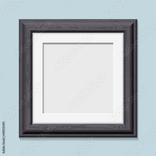 Square wooden black photo frame