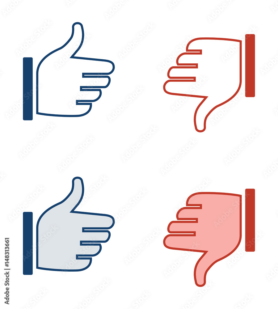 Thumbs up and down - I like it - icon set Thumbs up and down - I like it - icon set